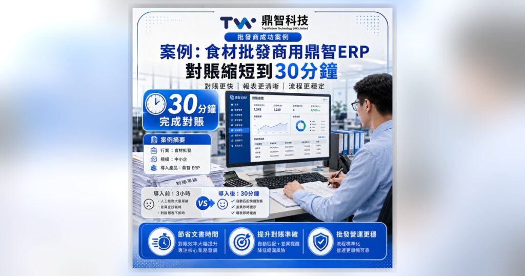 案例分享：食材批發商用鼎智ERP，對賬時間由3日縮短到30分鐘